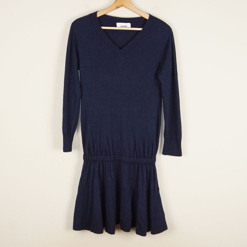 Snidel Wool Blend Blue Blouson Long Sleeve Mini Dress Womens Sz S-M / Japan F